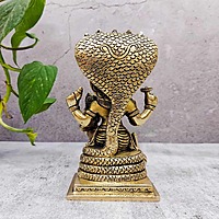 Brass Super Fine Lakshmi Narasimha Idol - 5.8 inch Height | Auspicious Brass Lakshmi Narasimha Sculpture