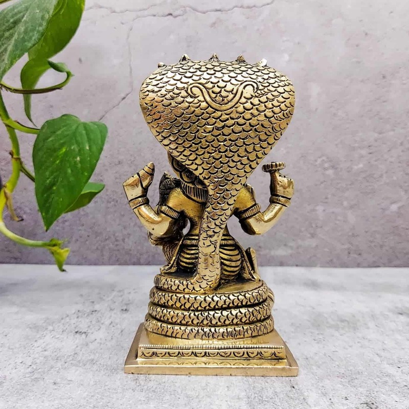 Brass Super Fine Lakshmi Narasimha Idol - 5.8 inch Height | Auspicious Brass Lakshmi Narasimha Sculpture