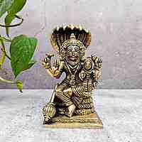 Brass Super Fine Lakshmi Narasimha Idol - 5.8 inch Height | Auspicious Brass Lakshmi Narasimha Sculpture