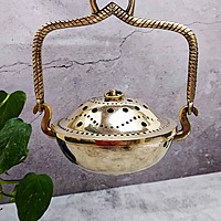 Brass Super Fine Dhoop Dani - 7 inch Height | Elegant Brass Dhoop Dani for Incense Burning