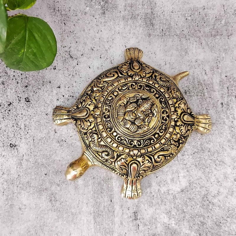 Brass Super Fine Ganesha Tortoise - 2 inch Height | Divine Brass Ganesha Tortoise Sculpture