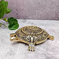 Brass Super Fine Ganesha Tortoise - 2 inch Height | Divine Brass Ganesha Tortoise Sculpture