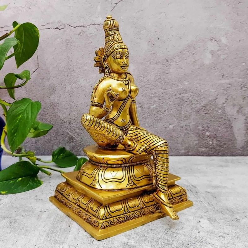 Brass Super Fine Parvati Devi Idol - 9.3 inch Height | Auspicious Brass Parvati Devi Sculpture