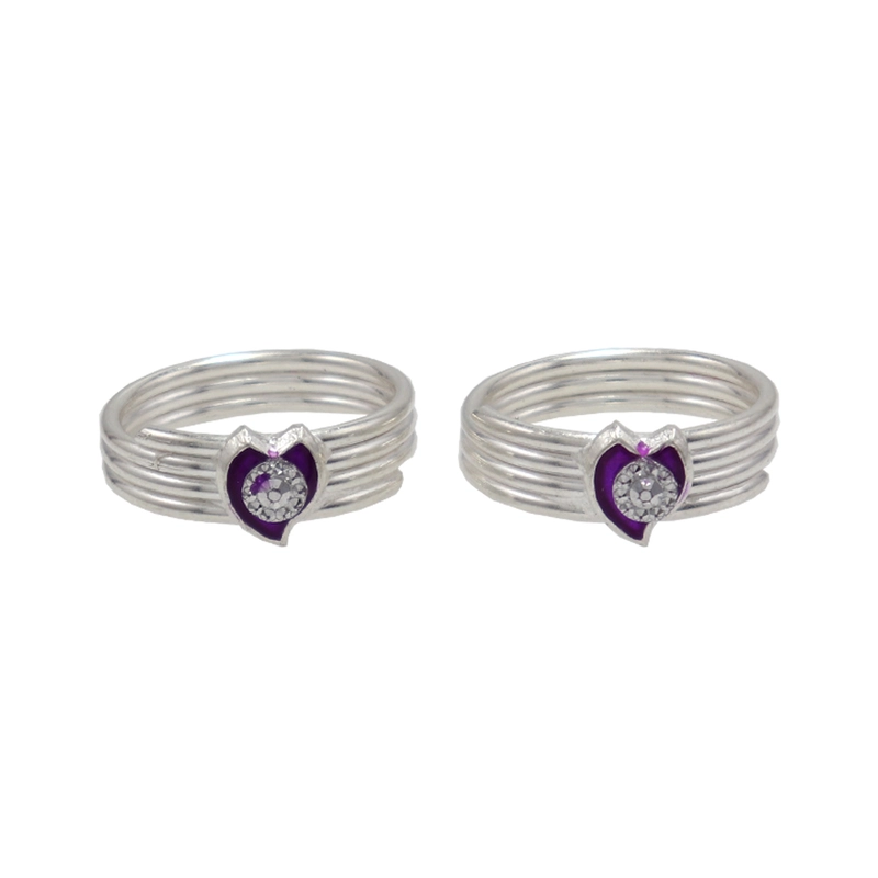 Silver Toe ring, Metti with Enamel Design