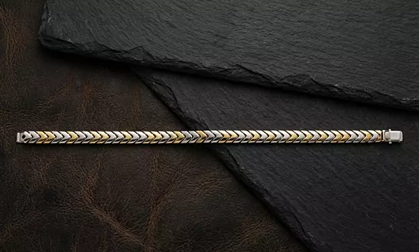 925 Silver Dual Tone Apex Link Bracelet