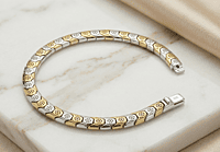 925 Silver Dual Tone Sovereign Chevron Bracelet