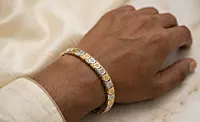 925 Silver Dual Tone Sovereign Chevron Bracelet