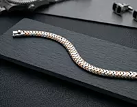 925 Silver Dual Tone Kinetic Wave Bracelet