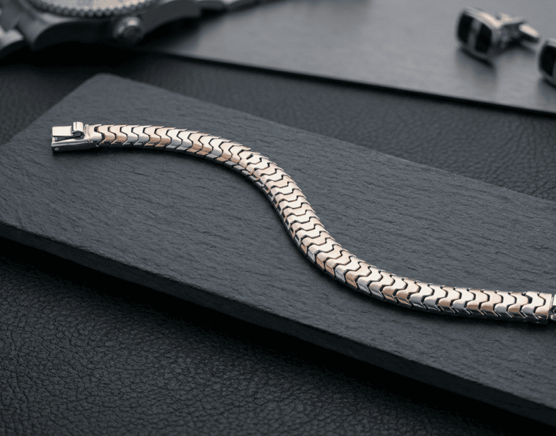 925 Silver Dual Tone Kinetic Wave Bracelet
