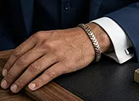 925 Silver Two Tone Vector Link Bracelet