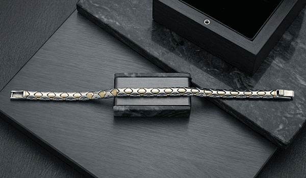 925 Silver Two Tone Meridian Link Bracelet