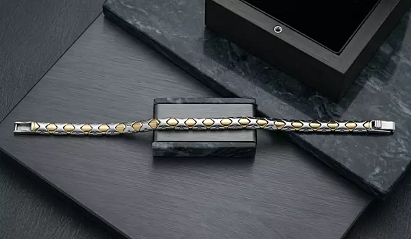 925 Silver Two Tone Meridian Link Bracelet