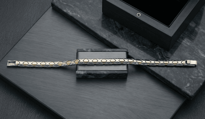 925 Silver Two Tone Meridian Link Bracelet