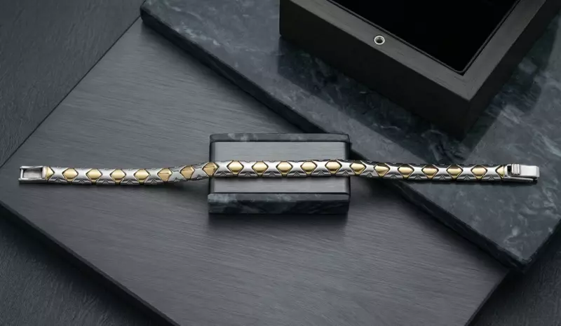 925 Silver Two Tone Meridian Link Bracelet