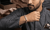 925 Silver Two Tone Meridian Link Bracelet