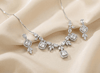 925 Silver Crystal Bloom Necklace Set