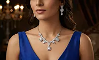925 Silver Crystal Bloom Necklace Set