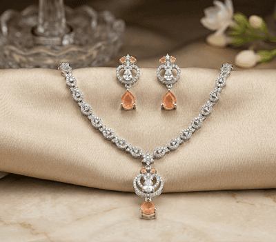 925 Silver Peach Nectar Necklace Set