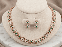 925 Silver Rose Emerald Enchantment Necklace Set
