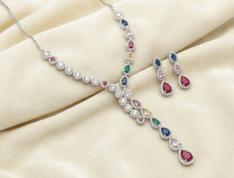 925 Silver Prism Palace Necklace Set