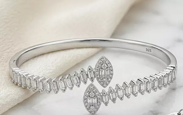 925 Silver Marquise Mirage Bypass Bangle