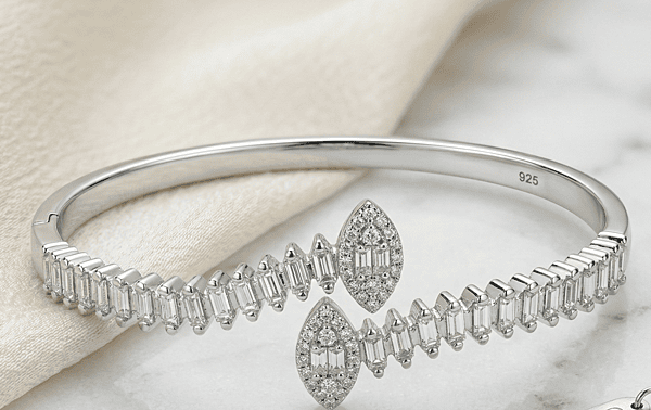 925 Silver Marquise Mirage Bypass Bangle
