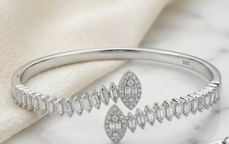 925 Silver Marquise Mirage Bypass Bangle