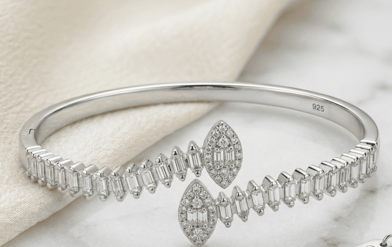 925 Silver Marquise Mirage Bypass Bangle