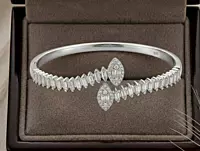 925 Silver Marquise Mirage Bypass Bangle