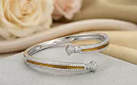 925 Silver Gilded Edge Bypass Bangle