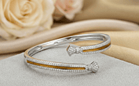 925 Silver Gilded Edge Bypass Bangle