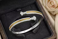 925 Silver Gilded Edge Bypass Bangle