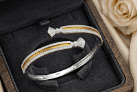 925 Silver Gilded Edge Bypass Bangle