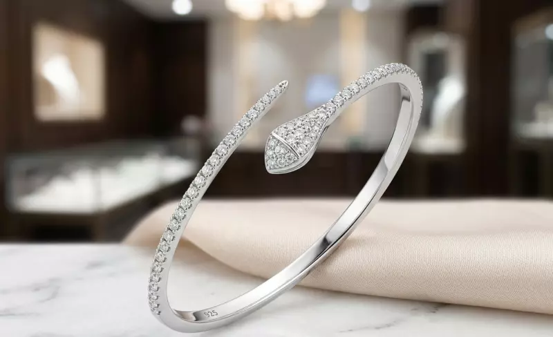 925 Silver Serpent Silhouette Pavé Bangle