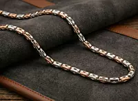 925 Silver Dual Tone Barrel Link Chain