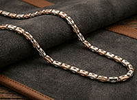 925 Silver Dual Tone Barrel Link Chain