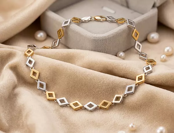 925 Silver Geometric Vertex Dual Tone Chain