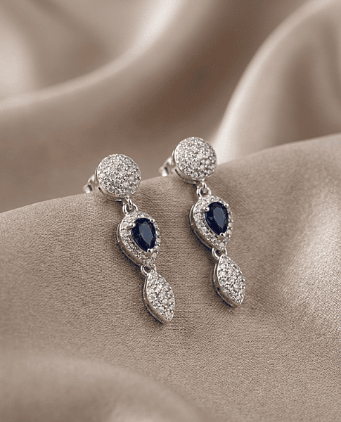 925 Silver Midnight Majesty Drop Earrings
