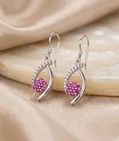 925 Silver Ruby Bloom Swirl Earrings