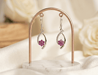 925 Silver Ruby Bloom Swirl Earrings