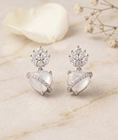 925 Silver Moonlit Heart Crown Earrings