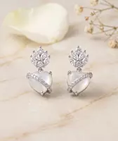 925 Silver Moonlit Heart Crown Earrings