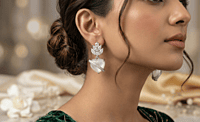925 Silver Moonlit Heart Crown Earrings