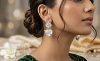 925 Silver Moonlit Heart Crown Earrings