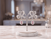 925 Silver Rosy Ribbon Bow Earrings