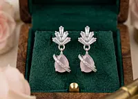 925 Silver Rose Prism Crown Earrings