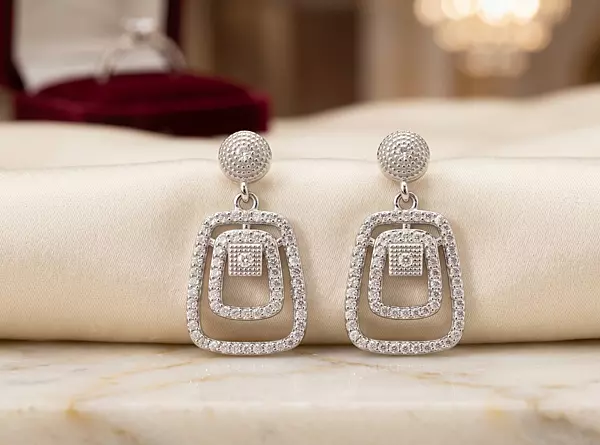 925 Silver Deco Radiance Tiered Earrings