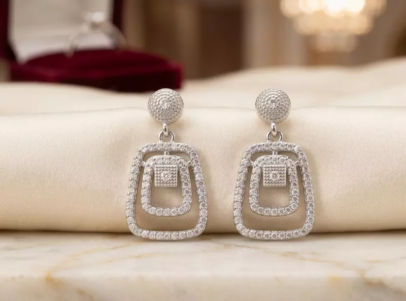 925 Silver Deco Radiance Tiered Earrings