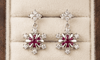 925 Silver Ruby Frost Snowflake Earrings
