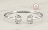 925 Silver Twin Hearts Open-Ended Bangle